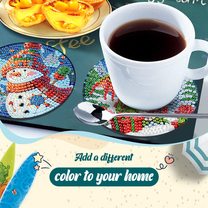6Pcs Wooden Christmas Animals Diamond Painting Coasters 5D Diamond Painting Kits