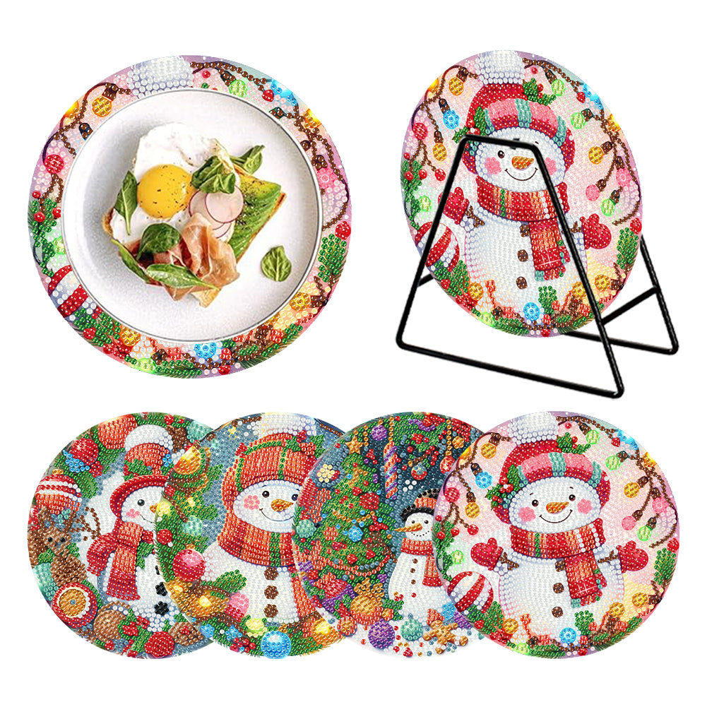 Acrylic Christmas Animals DIY Diamond Dot Kits Round Diamond Painting Table Mats