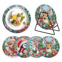 Load image into Gallery viewer, Acrylic Christmas Animals DIY Diamond Dot Kits Round Diamond Painting Table Mats
