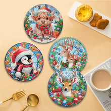 Load image into Gallery viewer, Acrylic Christmas Animals DIY Diamond Dot Kits Round Diamond Painting Table Mats
