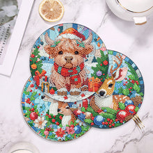 Load image into Gallery viewer, Acrylic Christmas Animals DIY Diamond Dot Kits Round Diamond Painting Table Mats
