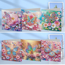 Load image into Gallery viewer, 6Pcs Flower Butterfly DIY Diamond Painting Card for Holiday Party Favors
