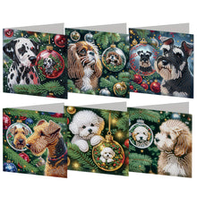 Load image into Gallery viewer, 6Pcs Christmas Dogs DIY Diamond Painting Greeting Card for Holiday Party Favors
