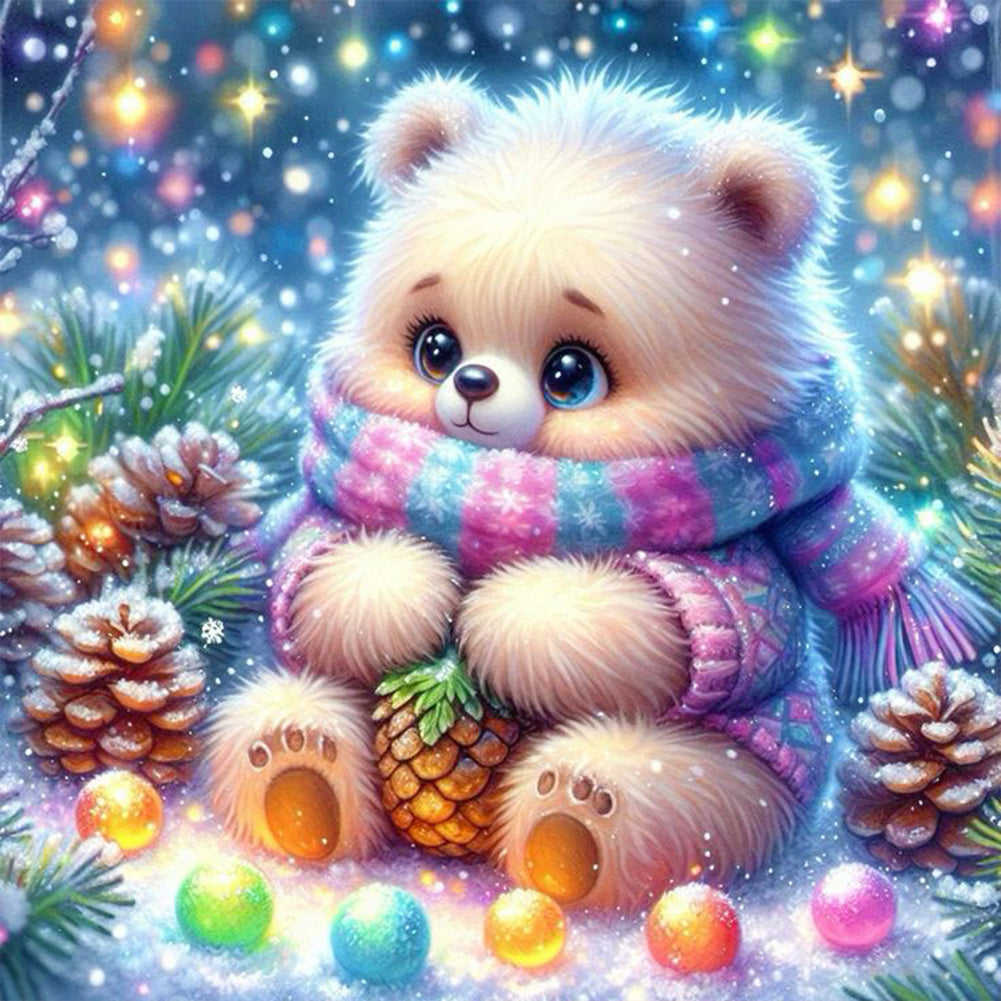 Diamond Painting - Full Round - Bear in the snow (30*30CM)