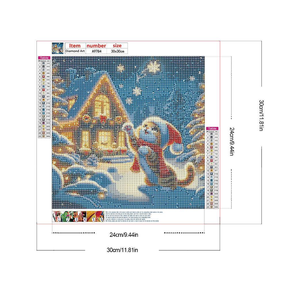 Diamond Painting - Full Round - Christmas kitten (30*30CM)