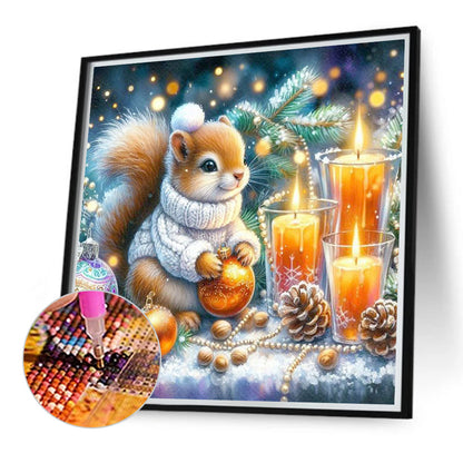 Diamond Painting - Full Round - Squirrel's winter night (30*30CM)