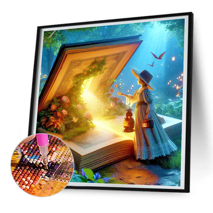 Diamond Painting - Full Round - Night visit to the world in the book (30*30CM)