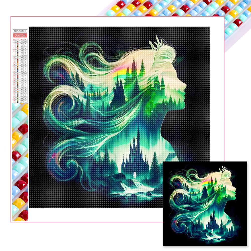 Diamond Painting - Full Square - Princess forest silhouette (30*30CM)