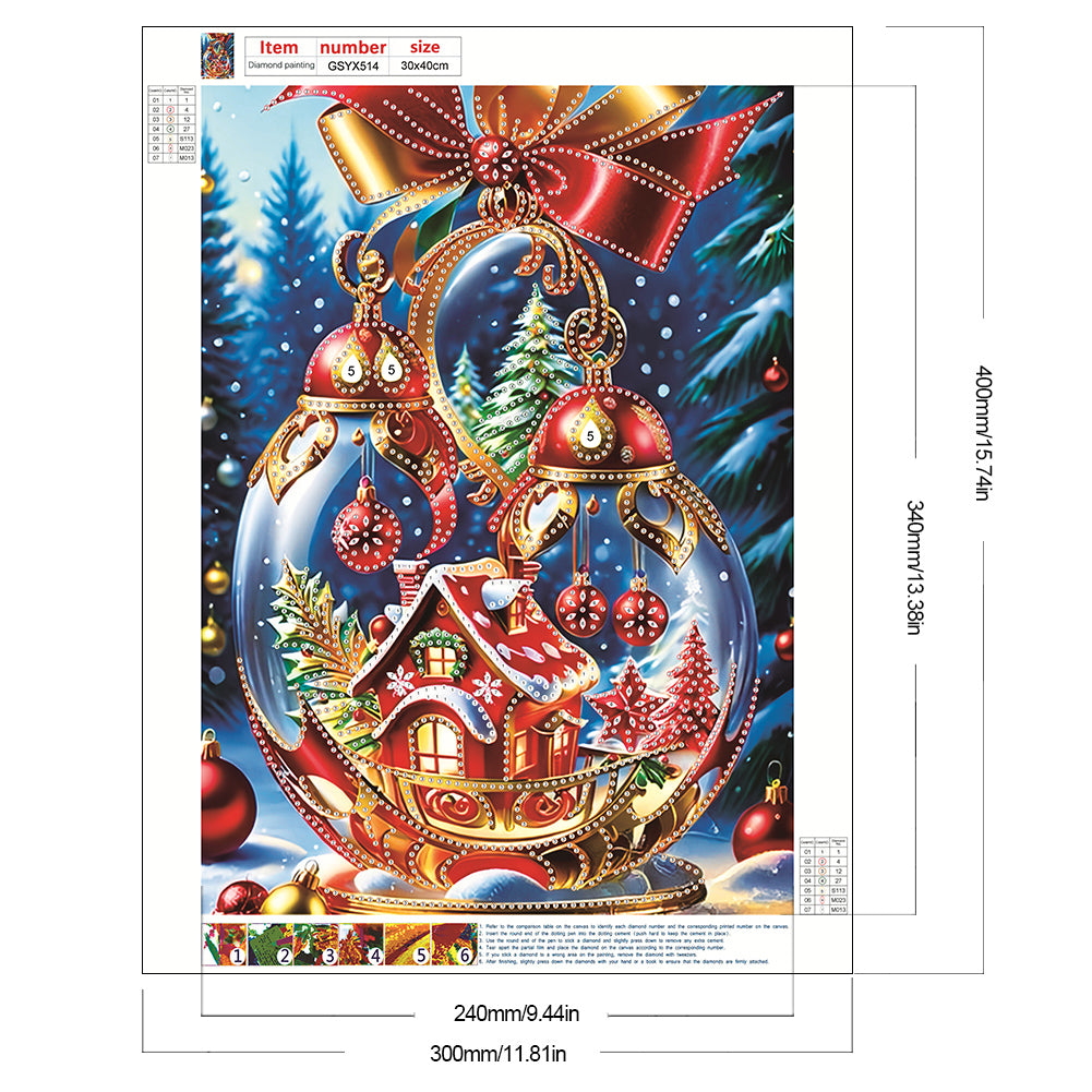 Diamond Painting - Partial Special Shaped - Christmas atmosphere crystal ball (30*40CM)