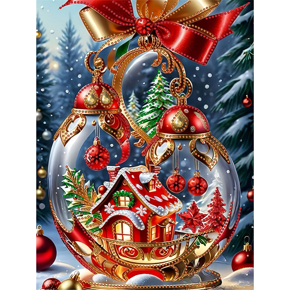 Diamond Painting - Partial Special Shaped - Christmas atmosphere crystal ball (30*40CM)