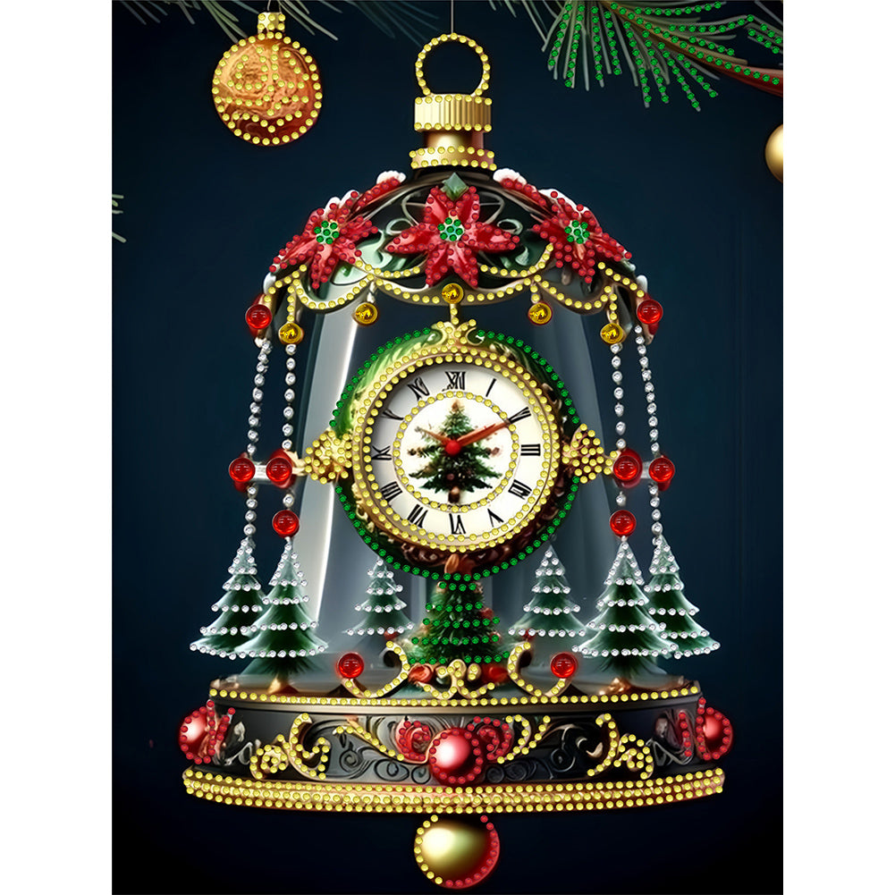 Diamond Painting - Partial Special Shaped - Christmas atmosphere bell clock (30*40CM)