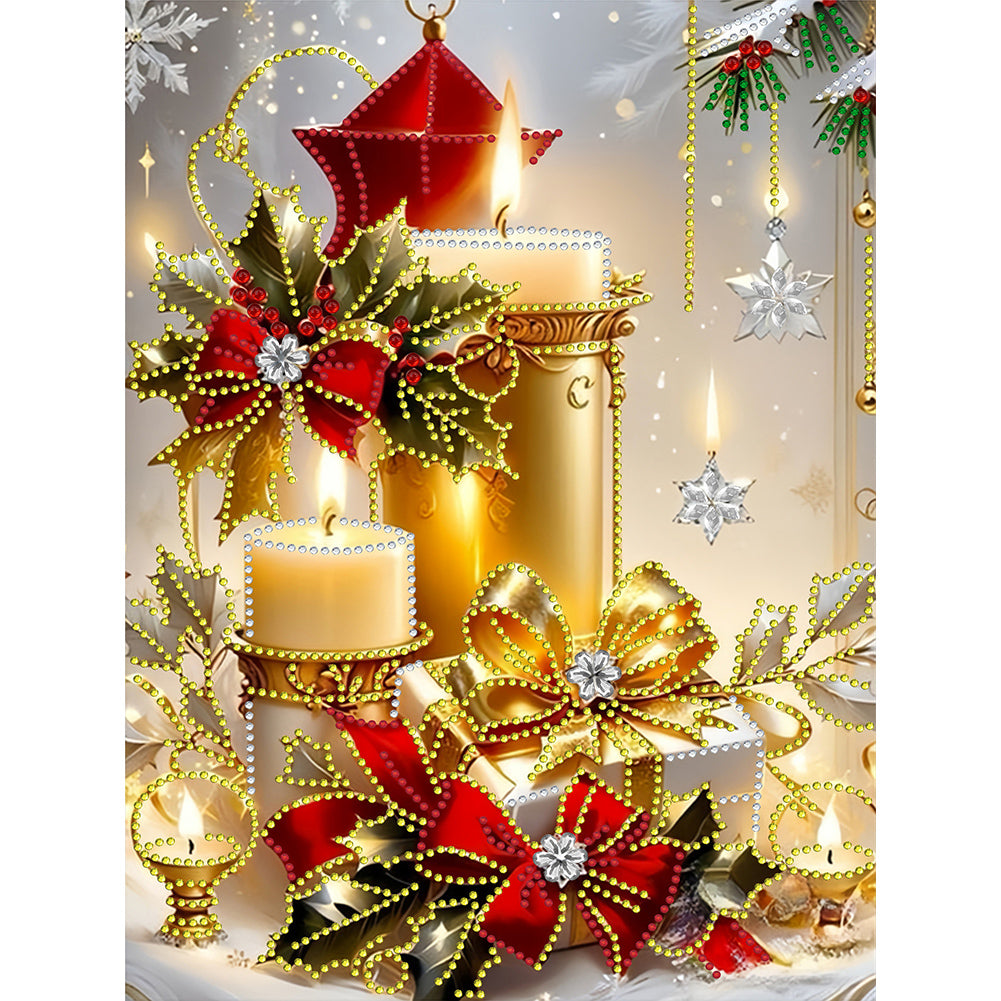 Diamond Painting - Partial Special Shaped - Christmas atmosphere candles (30*40CM)