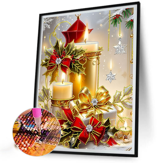 Diamond Painting - Partial Special Shaped - Christmas atmosphere candles (30*40CM)