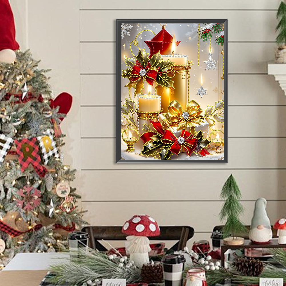 Diamond Painting - Partial Special Shaped - Christmas atmosphere candles (30*40CM)