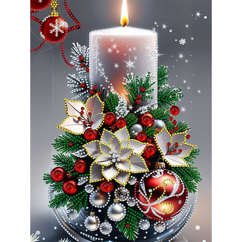 Diamond Painting - Partial Special Shaped - Christmas atmosphere candles (30*40CM)