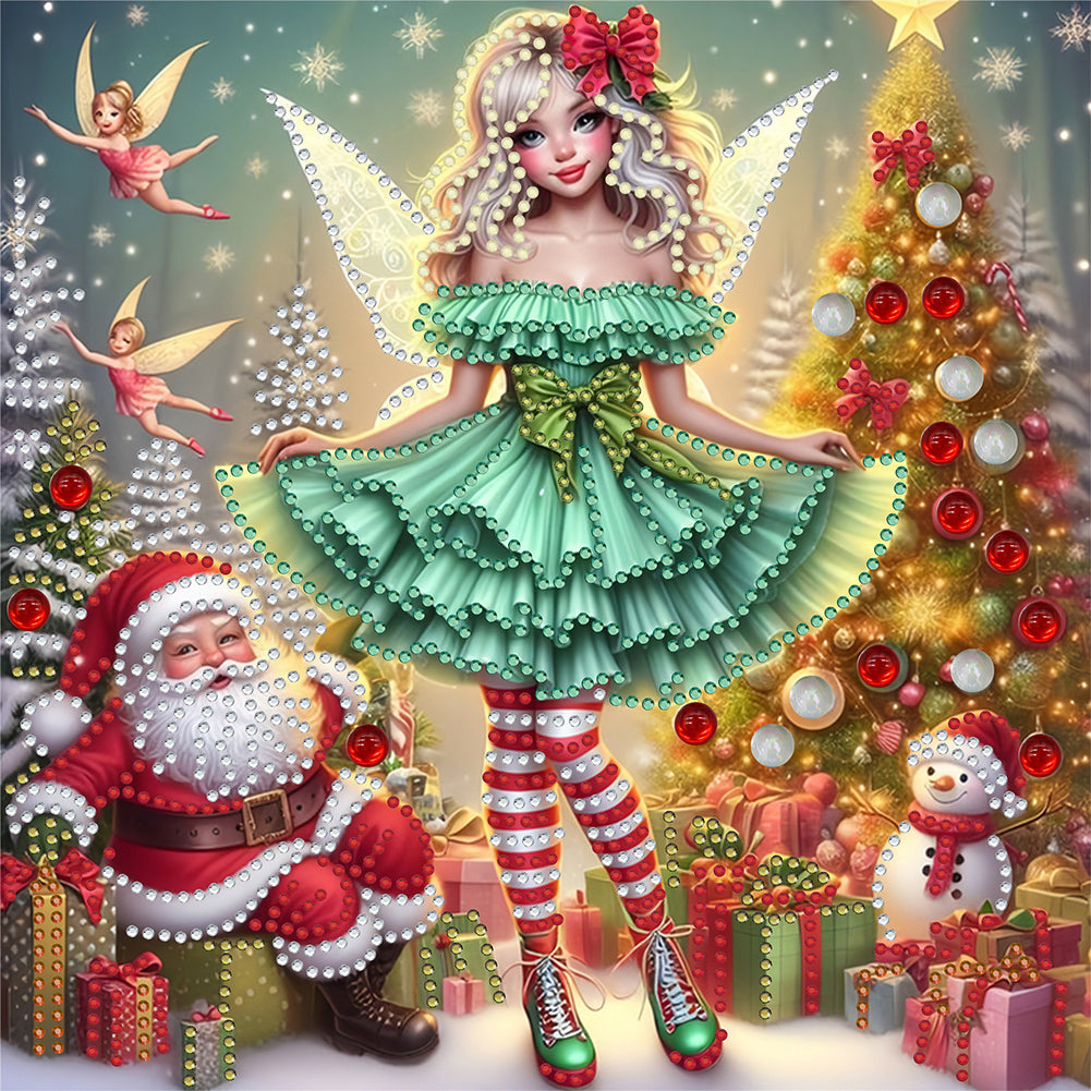 Diamond Painting - Partial Special Shaped - Christmas elf girl (30*30CM)