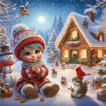 Load image into Gallery viewer, Diamond Painting - Partial Special Shaped - Christmas atmosphere child (30*30CM)
