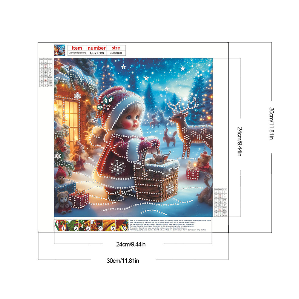 Diamond Painting - Partial Special Shaped - Christmas atmosphere child (30*30CM)