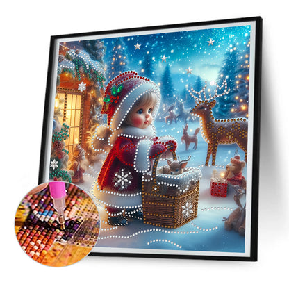 Diamond Painting - Partial Special Shaped - Christmas atmosphere child (30*30CM)