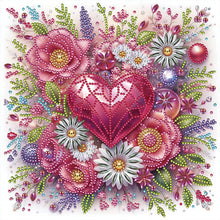 Load image into Gallery viewer, Diamond Painting - Partial Special Shaped - Flowers and hearts (30*30CM)
