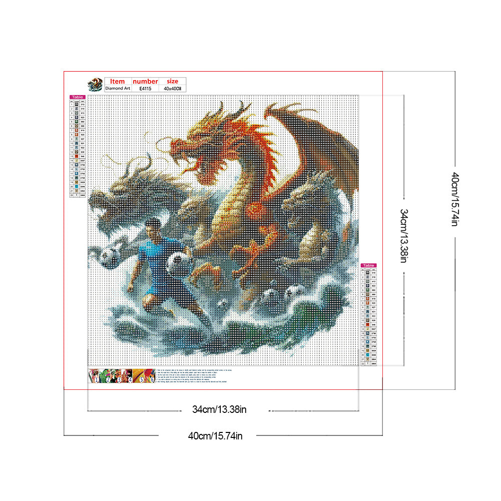 Diamond Painting - Full Round - Dragon and football (40*40CM)