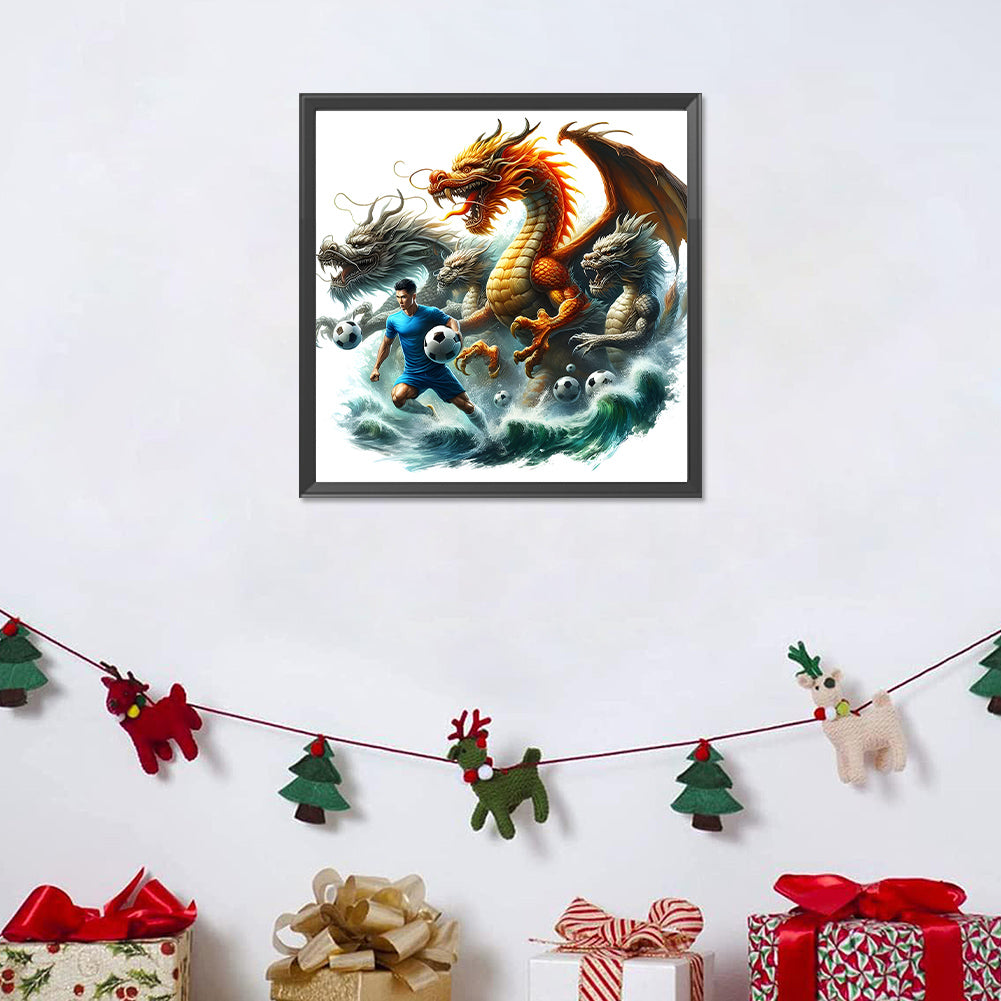 Diamond Painting - Full Round - Dragon and football (40*40CM)
