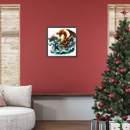 Diamond Painting - Full Round - Dragon and football (40*40CM)