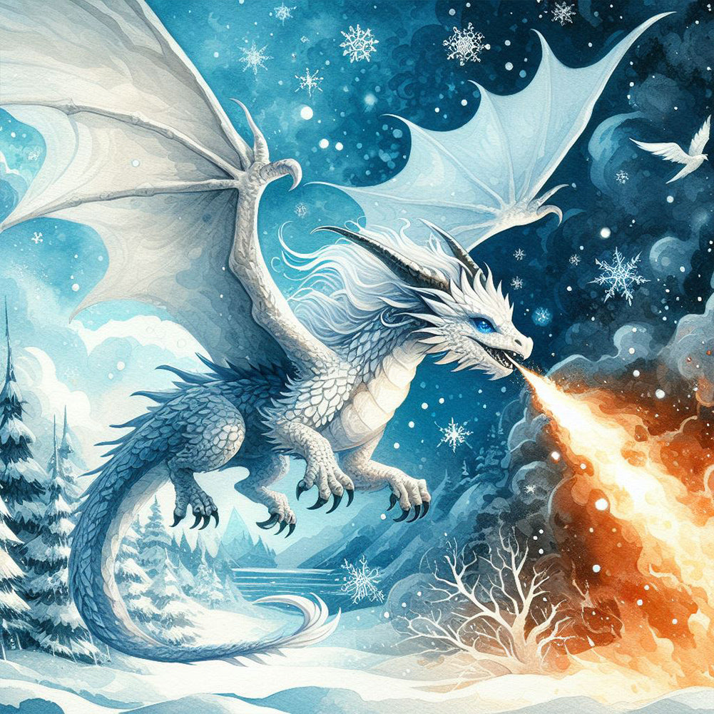 Diamond Painting - Full Round - Dragon breathing fire (40*40CM)