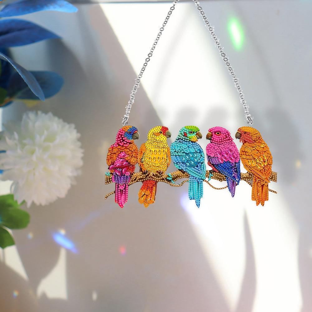 Acrylic Special Shape Parrot 5D DIY Diamond Painting Dots Pendant for Art Crafts