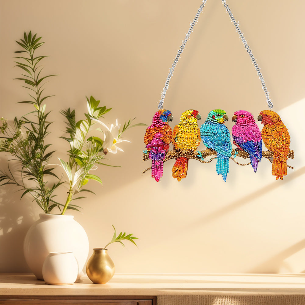 Acrylic Special Shape Parrot 5D DIY Diamond Painting Dots Pendant for Art Crafts