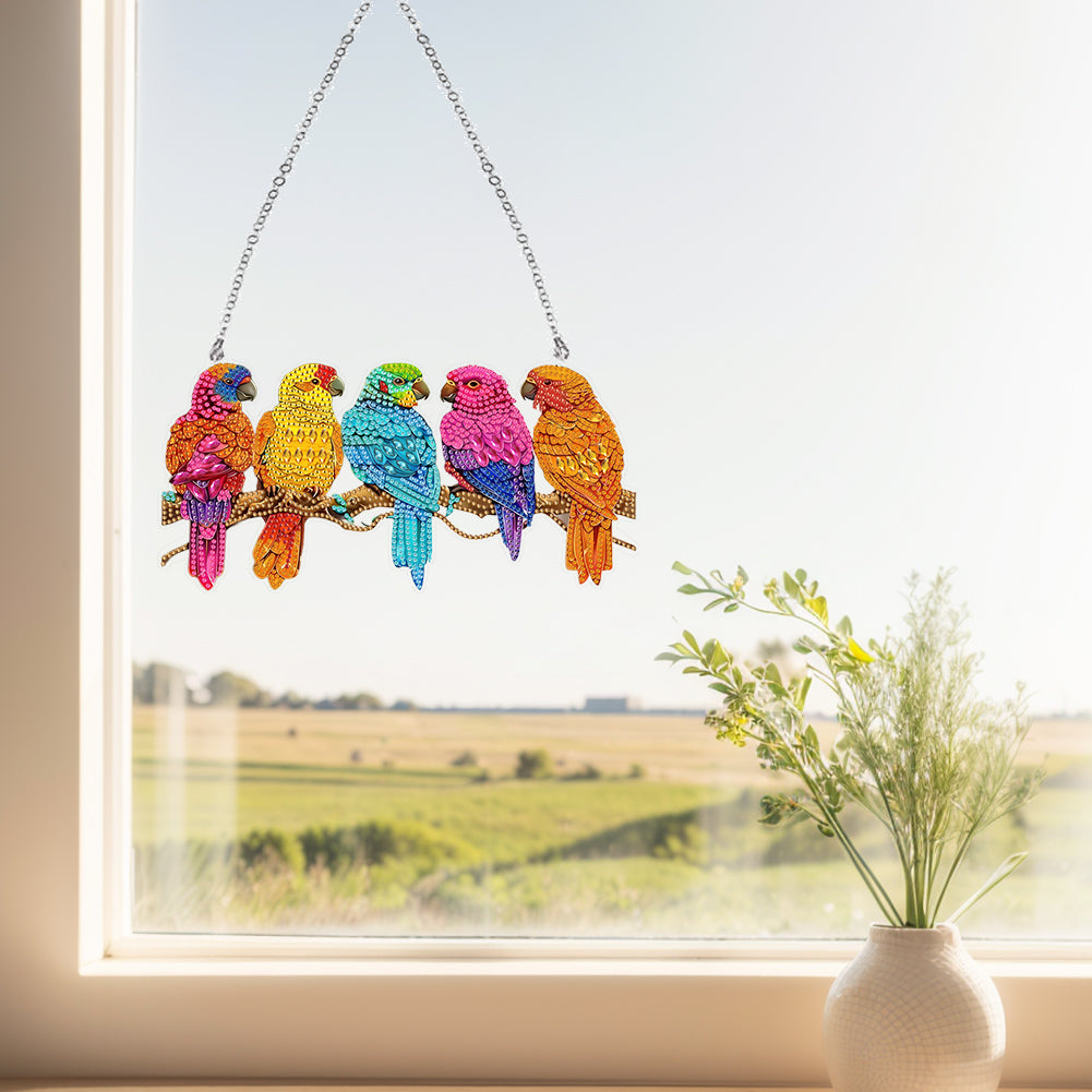 Acrylic Special Shape Parrot 5D DIY Diamond Painting Dots Pendant for Art Crafts