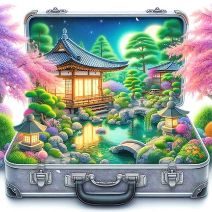 Diamond Painting - Full Round - Garden scenery in the suitcase (40*40CM)