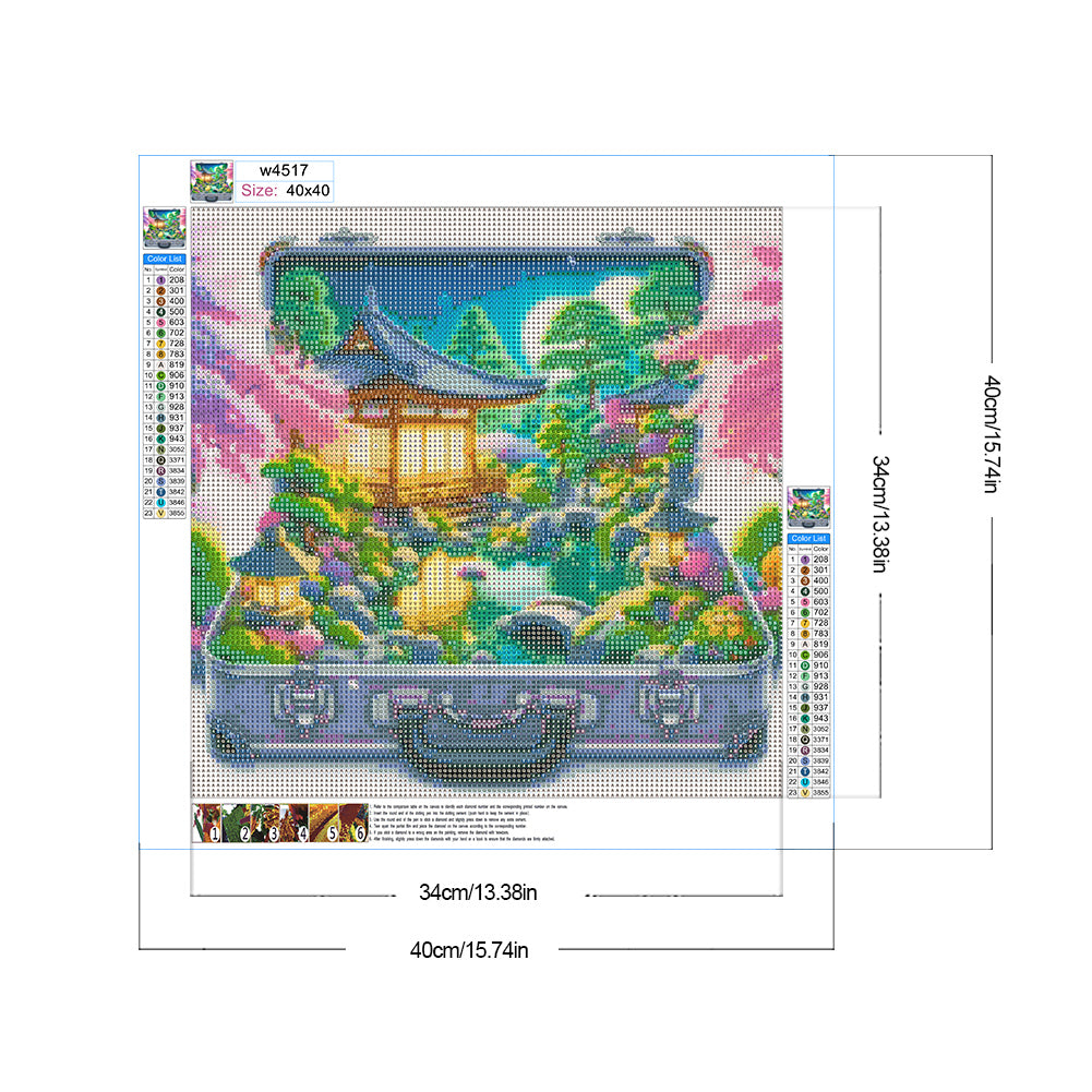 Diamond Painting - Full Round - Garden scenery in the suitcase (40*40CM)