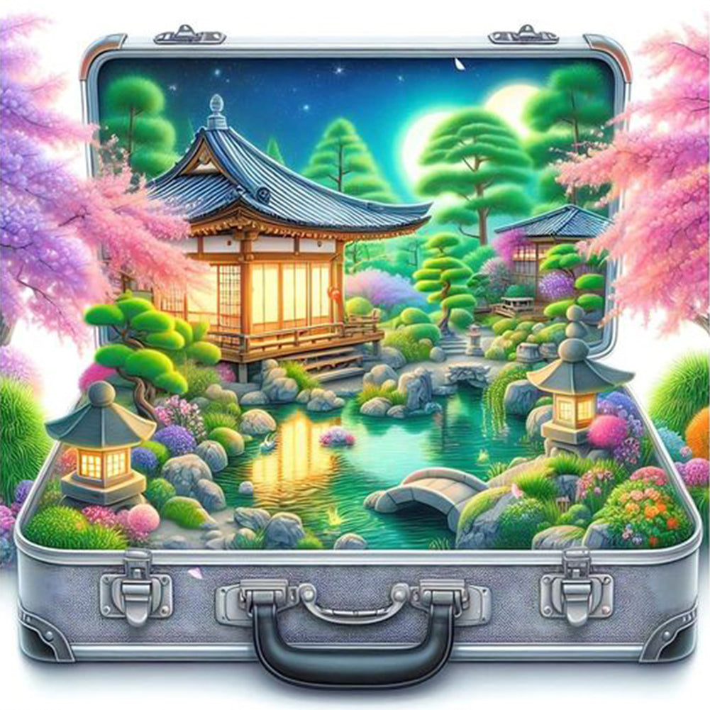 Diamond Painting - Full Round - Garden scenery in the suitcase (40*40CM)