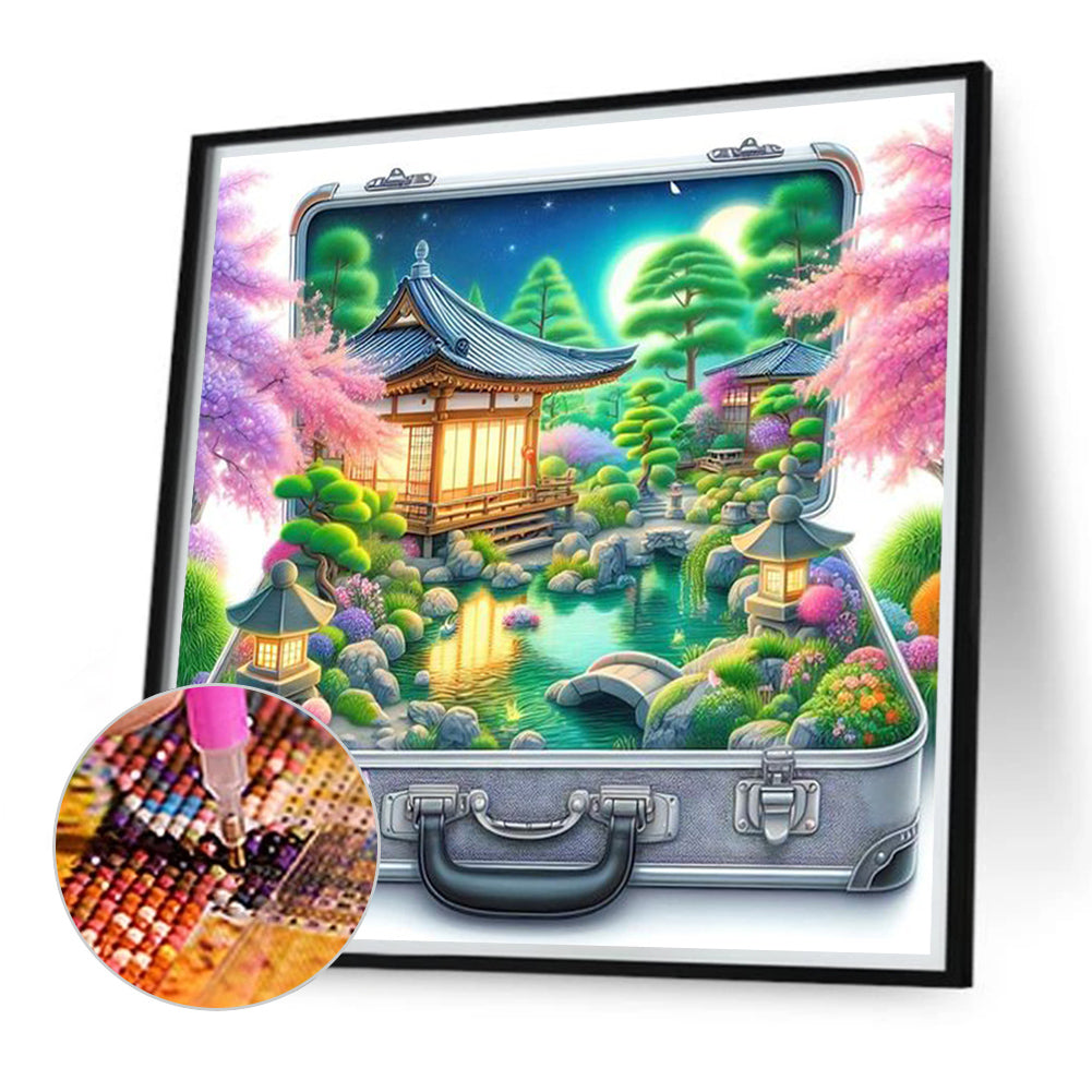 Diamond Painting - Full Round - Garden scenery in the suitcase (40*40CM)
