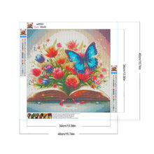 Load image into Gallery viewer, Diamond Painting - Full Round - Flowers and butterflies on the book (40*40CM)

