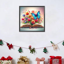 Load image into Gallery viewer, Diamond Painting - Full Round - Flowers and butterflies on the book (40*40CM)
