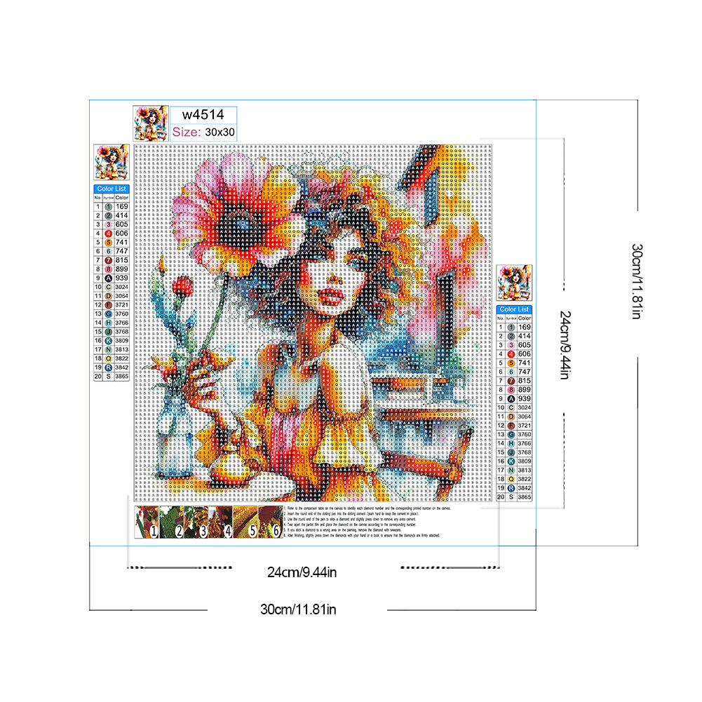 Diamond Painting - Full Round - Girl (30*30CM)