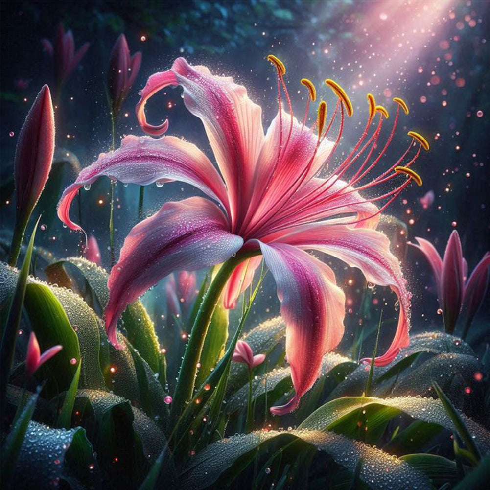Diamond Painting - Full Round - Pink lilies (30*30CM)
