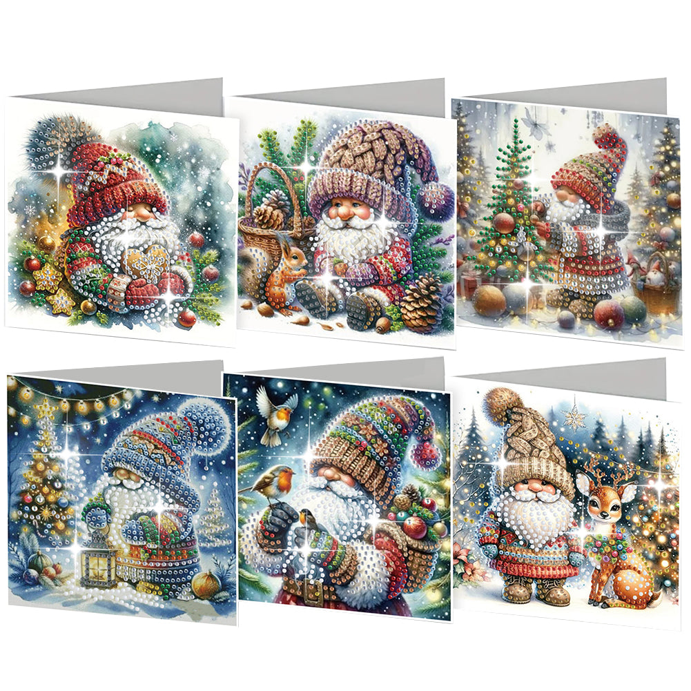 6Pcs Christmas Snowman Diamond Painting Greeting Card for Holiday Party Favors