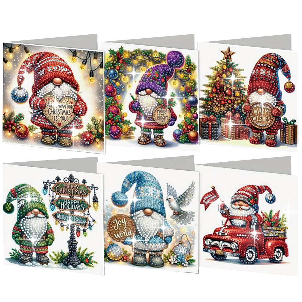 6Pcs Christmas Snowman Diamond Painting Greeting Card for Holiday Party Favors