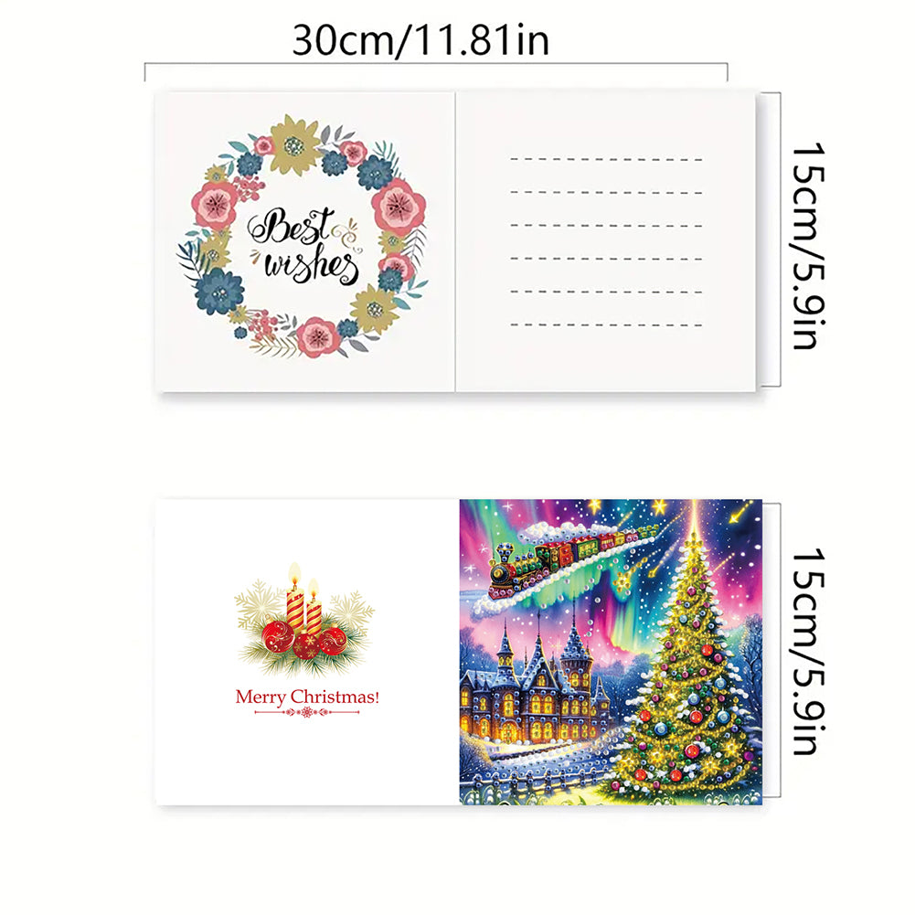 6Pcs Christmas Snowman Diamond Painting Greeting Card for Holiday Party Favors