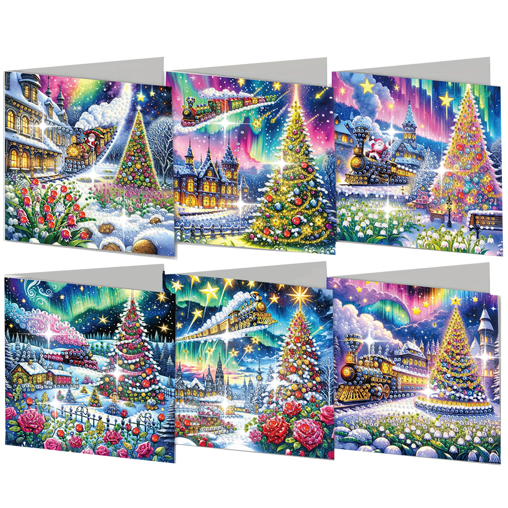 6Pcs Christmas Snowman Diamond Painting Greeting Card for Holiday Party Favors