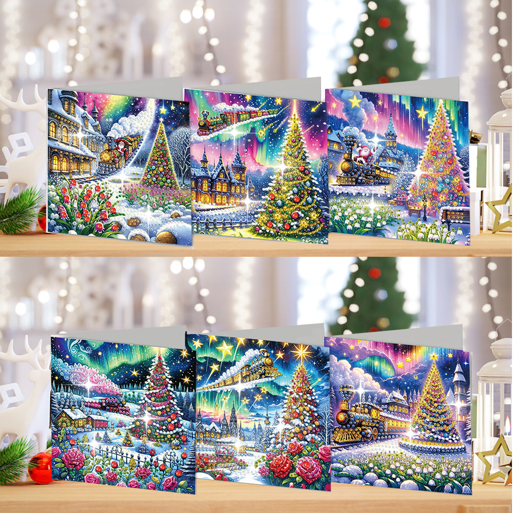 6Pcs Christmas Snowman Diamond Painting Greeting Card for Holiday Party Favors