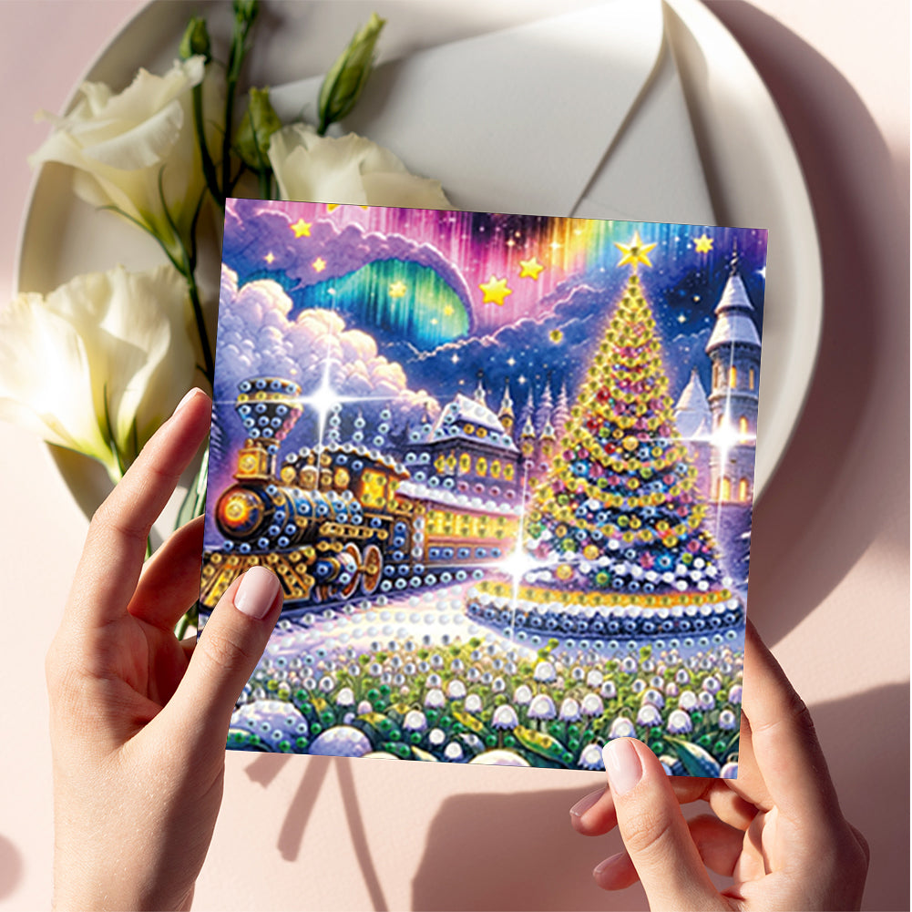 6Pcs Christmas Snowman Diamond Painting Greeting Card for Holiday Party Favors