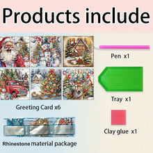 Load image into Gallery viewer, 6Pcs Christmas Snowman Diamond Painting Greeting Card for Holiday Party Favors
