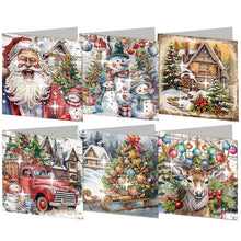 Load image into Gallery viewer, 6Pcs Christmas Snowman Diamond Painting Greeting Card for Holiday Party Favors
