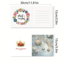 Load image into Gallery viewer, 6Pcs Christmas Snowman Diamond Painting Greeting Card for Holiday Party Favors
