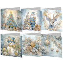 Load image into Gallery viewer, 6Pcs Christmas Snowman Diamond Painting Greeting Card for Holiday Party Favors
