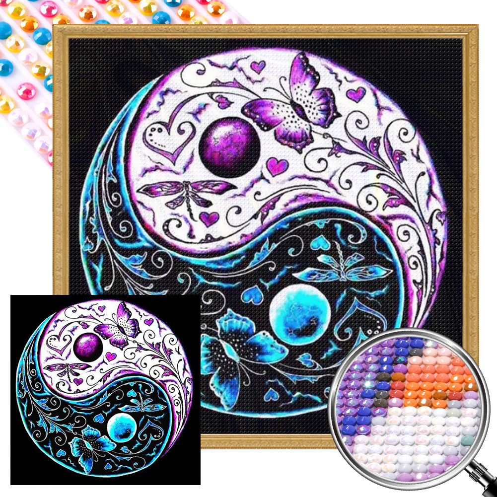 AB Diamond Painting - Full Round - Tai Chi Yin and Yang butterfly (30*30CM)
